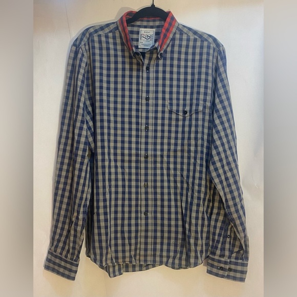 Gant Original Rugger Men’s Large Long Sleeve Button Up Blue Oxford Fitted Shirt - Picture 1 of 7